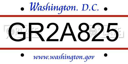 GR2A825 District Of Columbia License Plate