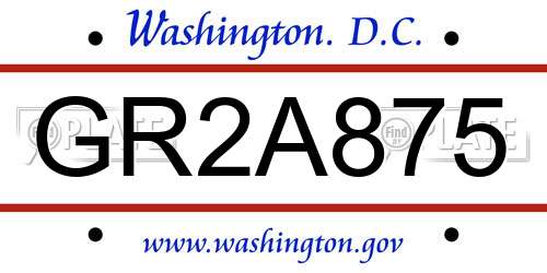 GR2A875 District Of Columbia License Plate