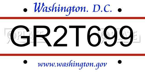 GR2T699 District Of Columbia License Plate