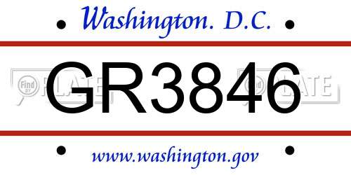 GR3846 District Of Columbia License Plate