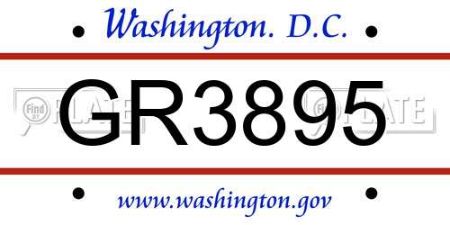 GR3895 District Of Columbia License Plate
