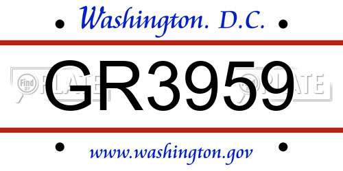 GR3959 District Of Columbia License Plate