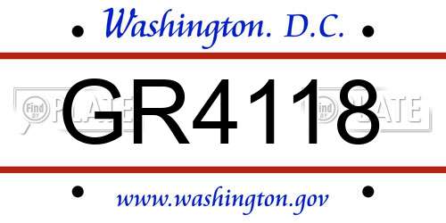 GR4118 District Of Columbia License Plate