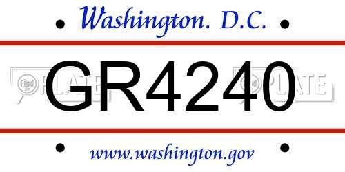 GR4240 District Of Columbia License Plate