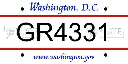 GR4331 District Of Columbia License Plate