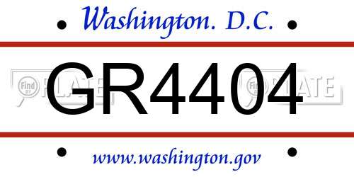 GR4404 District Of Columbia License Plate