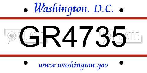 GR4735 District Of Columbia License Plate