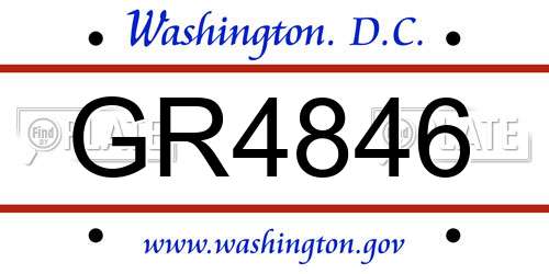 GR4846 District Of Columbia License Plate