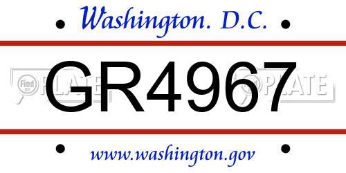 GR4967 District Of Columbia License Plate