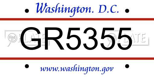 GR5355 District Of Columbia License Plate