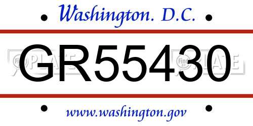 GR55430 District Of Columbia License Plate