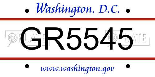 GR5545 District Of Columbia License Plate