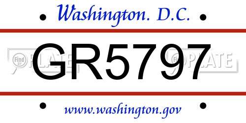 GR5797 District Of Columbia License Plate