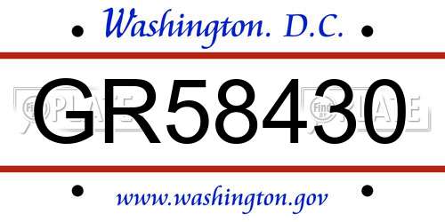 GR58430 District Of Columbia License Plate