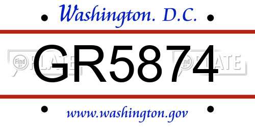 GR5874 District Of Columbia License Plate
