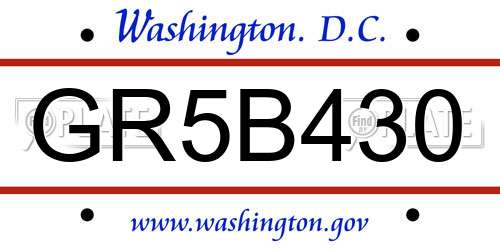 GR5B430 District Of Columbia License Plate