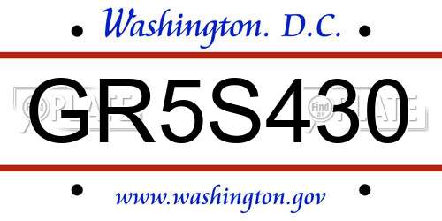 GR5S430 District Of Columbia License Plate