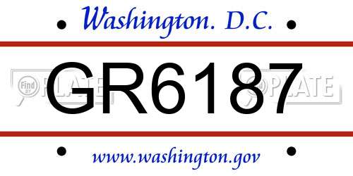 GR6187 District Of Columbia License Plate