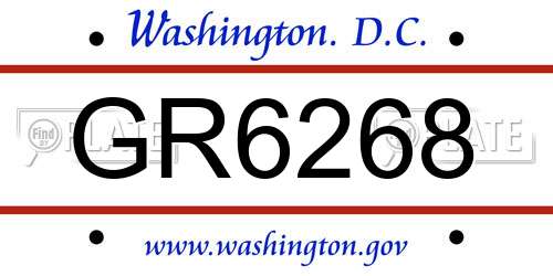 GR6268 District Of Columbia License Plate