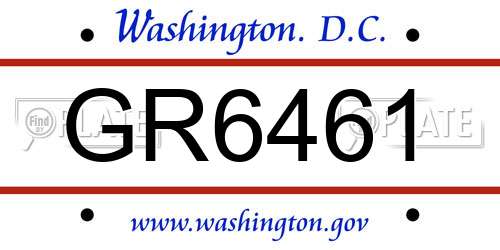 GR6461 District Of Columbia License Plate