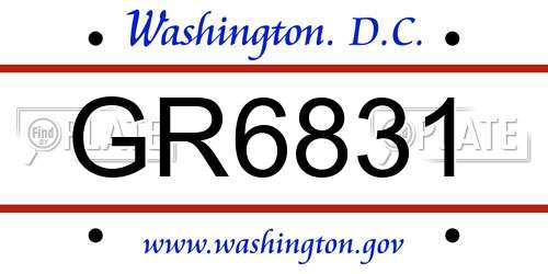 GR6831 District Of Columbia License Plate