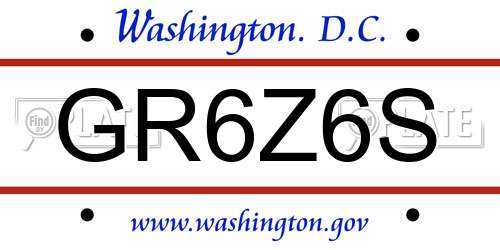 GR6Z6S District Of Columbia License Plate