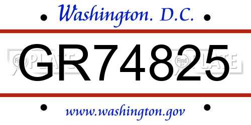 GR74825 District Of Columbia License Plate