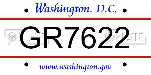 GR7622 District Of Columbia License Plate