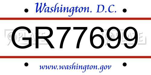 GR77699 District Of Columbia License Plate