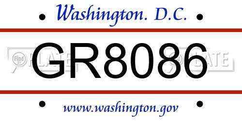GR8086 District Of Columbia License Plate