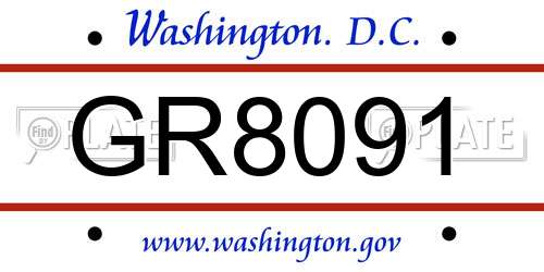 GR8091 District Of Columbia License Plate