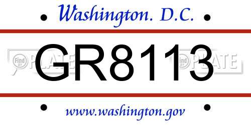 GR8113 District Of Columbia License Plate