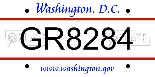 GR8284 District Of Columbia License Plate