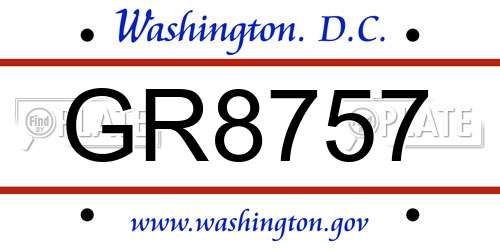 GR8757 District Of Columbia License Plate