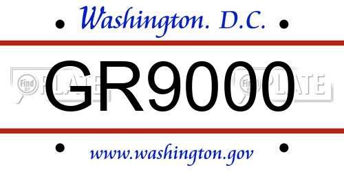 GR9000 District Of Columbia License Plate