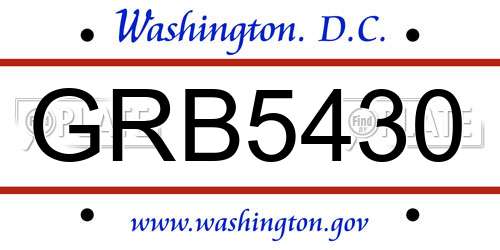 GRB5430 District Of Columbia License Plate
