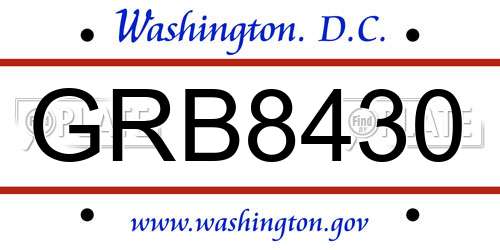 GRB8430 District Of Columbia License Plate