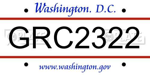 GRC2322 District Of Columbia License Plate