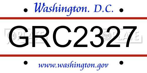 GRC2327 District Of Columbia License Plate