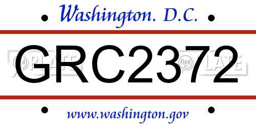 GRC2372 District Of Columbia License Plate