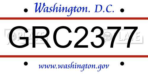 GRC2377 District Of Columbia License Plate