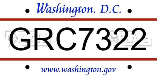 GRC7322 District Of Columbia License Plate
