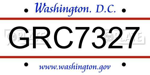 GRC7327 District Of Columbia License Plate