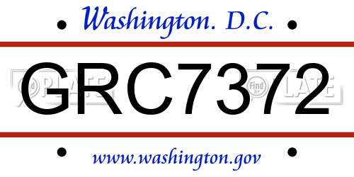 GRC7372 District Of Columbia License Plate