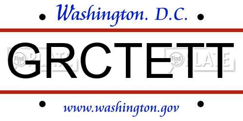 GRCTETT District Of Columbia License Plate