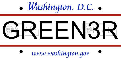 GREEN3R District Of Columbia License Plate