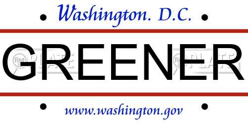 GREENER District Of Columbia License Plate