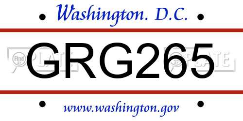 GRG265 District Of Columbia License Plate