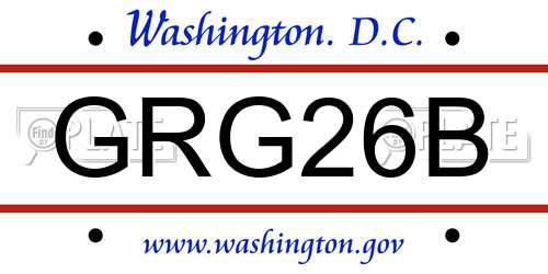 GRG26B District Of Columbia License Plate