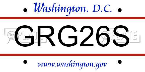 GRG26S District Of Columbia License Plate